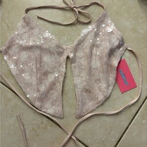 Edikted Light Pink Sequin Crop Top